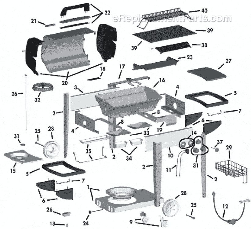 Page A Diagram and Parts List for LG30610EB 3000 Series Coleman Grill