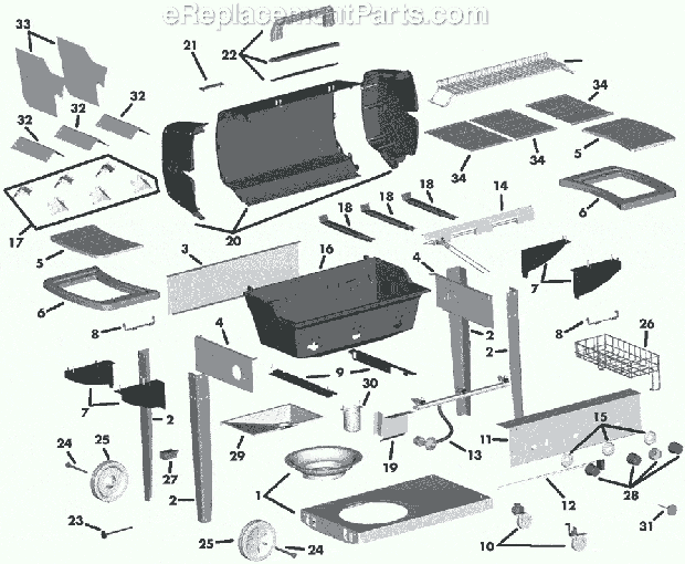 Page A Diagram and Parts List for LG40810S 4000 Series Coleman Grill
