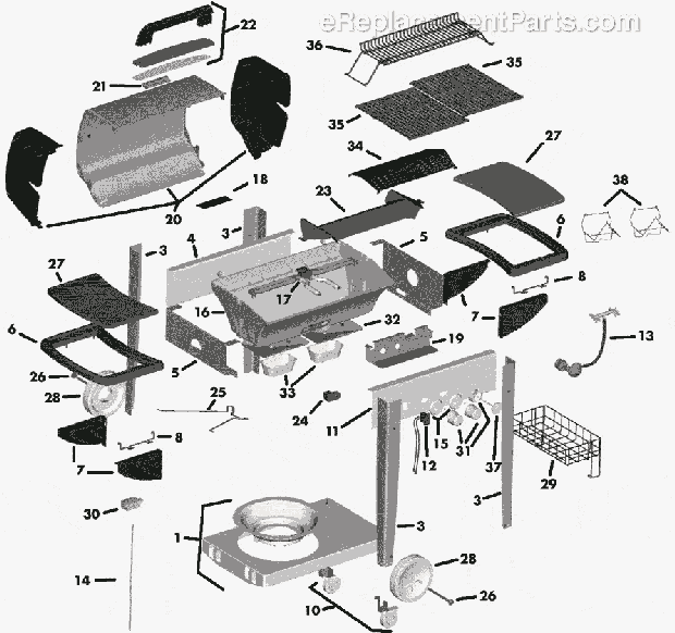 Page A Diagram and Parts List for LT20510E 2000 Series Coleman Grill