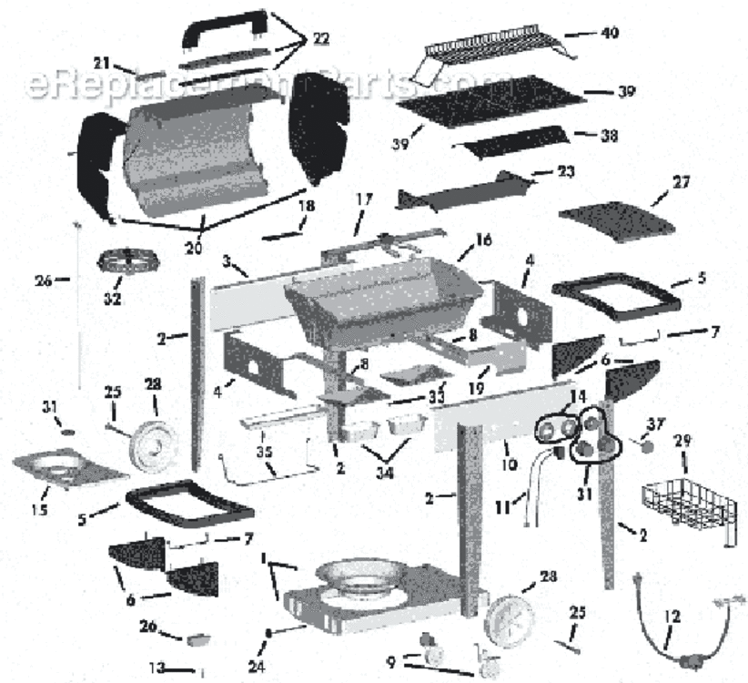 Page A Diagram and Parts List for LT30610EB 3000 Series Coleman Grill