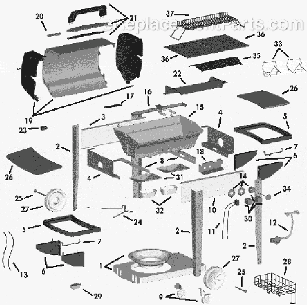 Page A Diagram and Parts List for LT30611E 3000 Series Coleman Grill