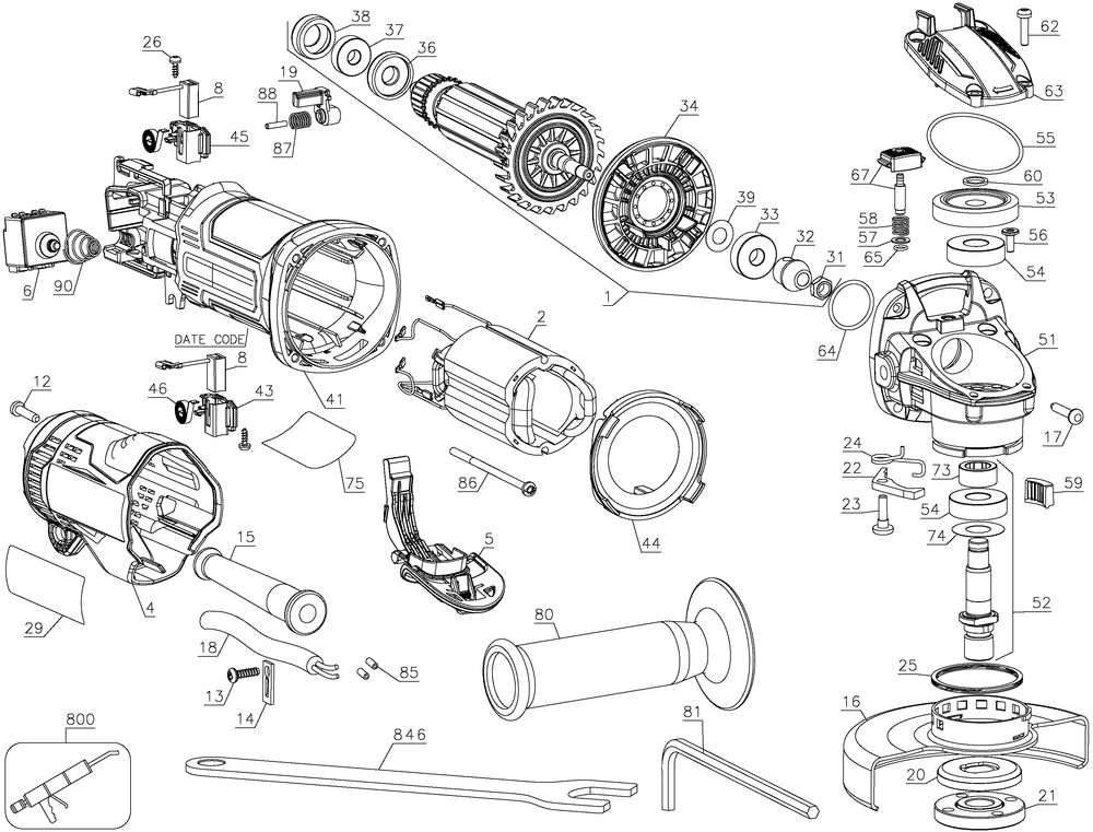 Diagram Diagram and Parts List for CMEG200 Type 15 Craftsman Angle Grinder