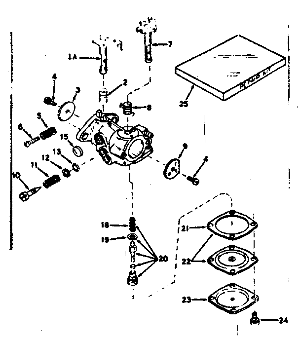 Carburetor Diagram and Parts List for 143141012  Craftsman Engine