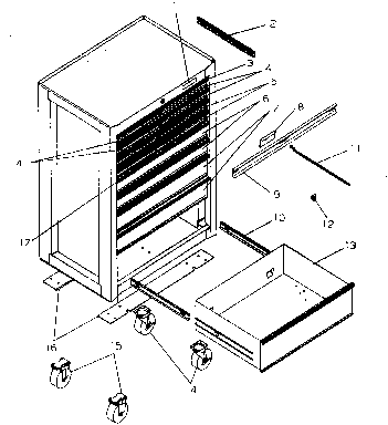 Cabinet Parts Diagram and Parts List for 706593992  Craftsman Tool Stand & Cart