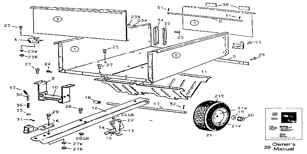 20 Cu. Ft. Diagram and Parts List for 610243780  Craftsman Tool Stand & Cart