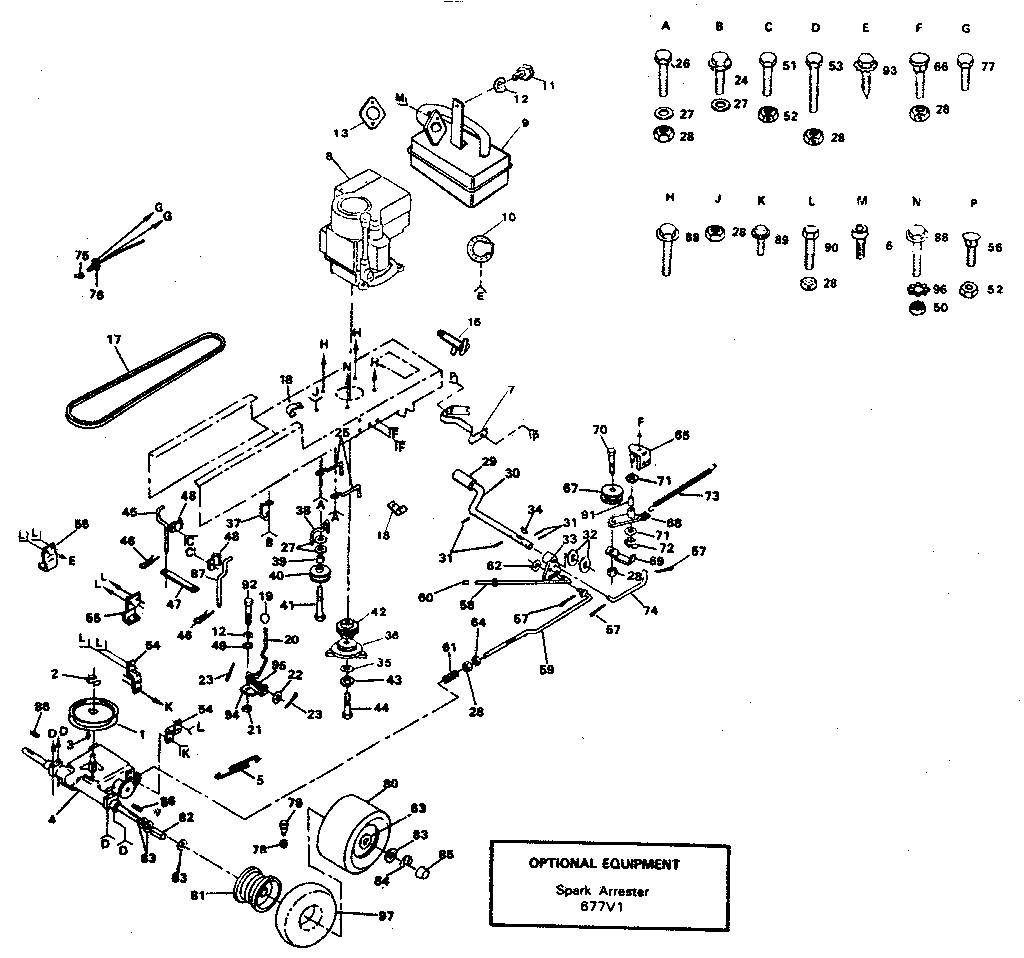 Drive Diagram and Parts List for 917254550  Craftsman Lawn Tractor