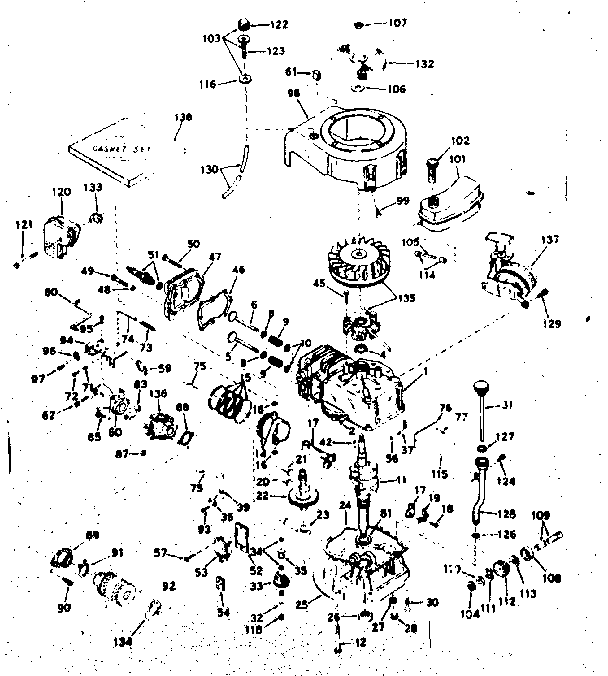 Basic Engine Diagram and Parts List for 143207022  Craftsman Engine