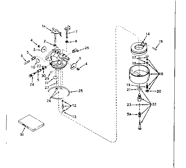 Carburetor Diagram and Parts List for 143175012  Craftsman Engine
