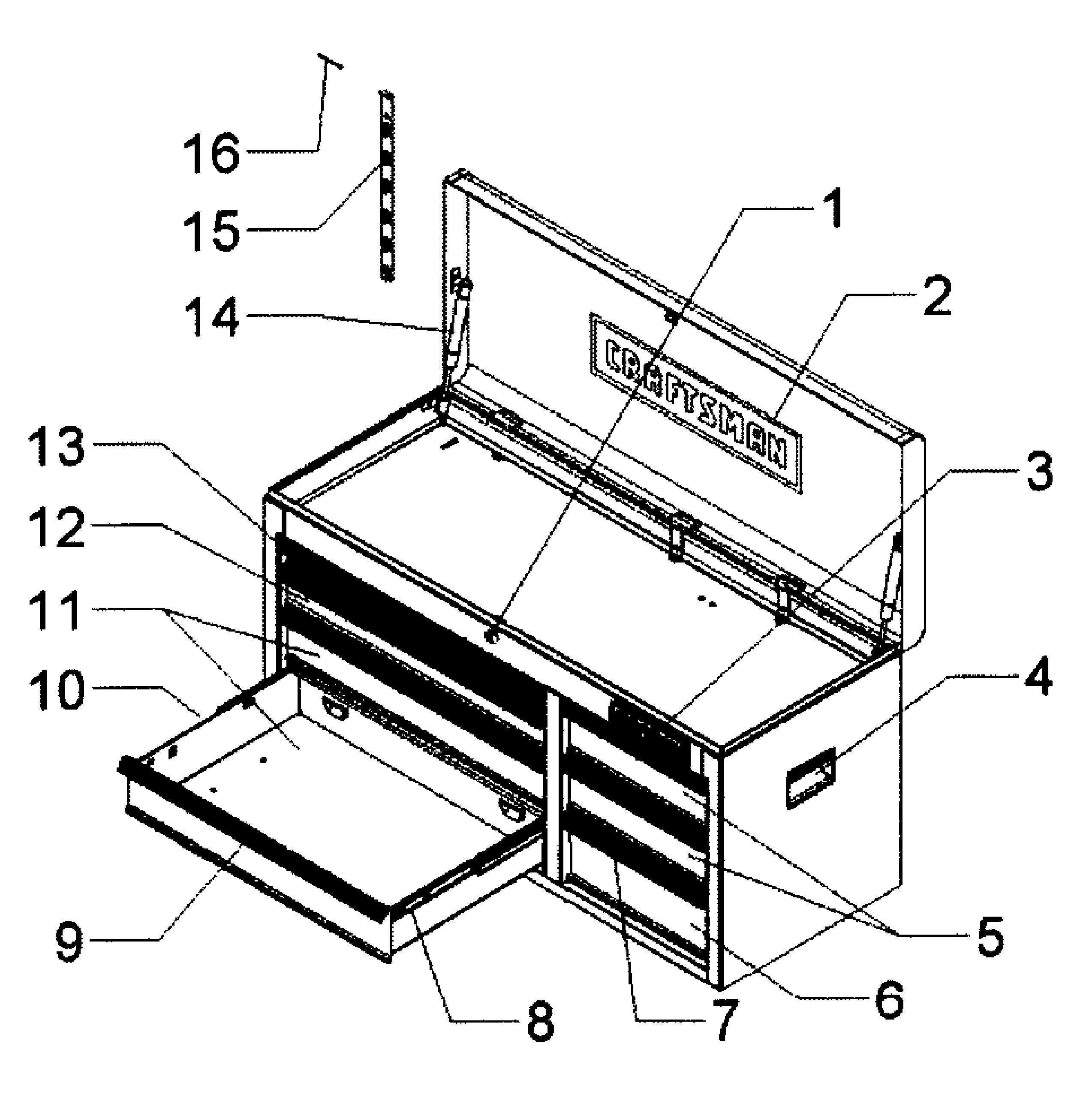 Tool Chest Diagram and Parts List for 706379861  Craftsman Tool Stand & Cart