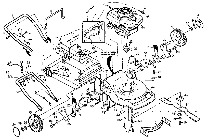 Main Frame Diagram and Parts List for 917372590  Craftsman Lawn Mower