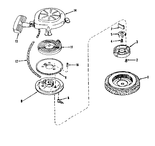 Rewind Starter Diagram and Parts List for 143524051  Craftsman Engine