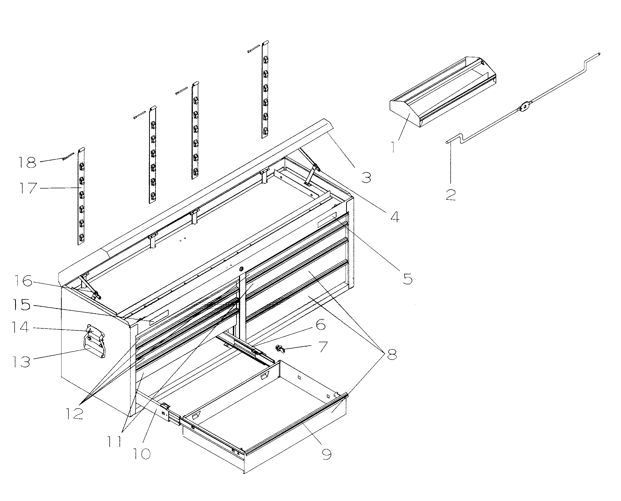 Tool Chest Diagram and Parts List for 706597295  Craftsman Tool Stand & Cart