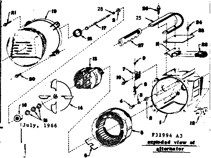 Rotor And Stator Assembly Diagram and Parts List for 58031994  Craftsman Engine
