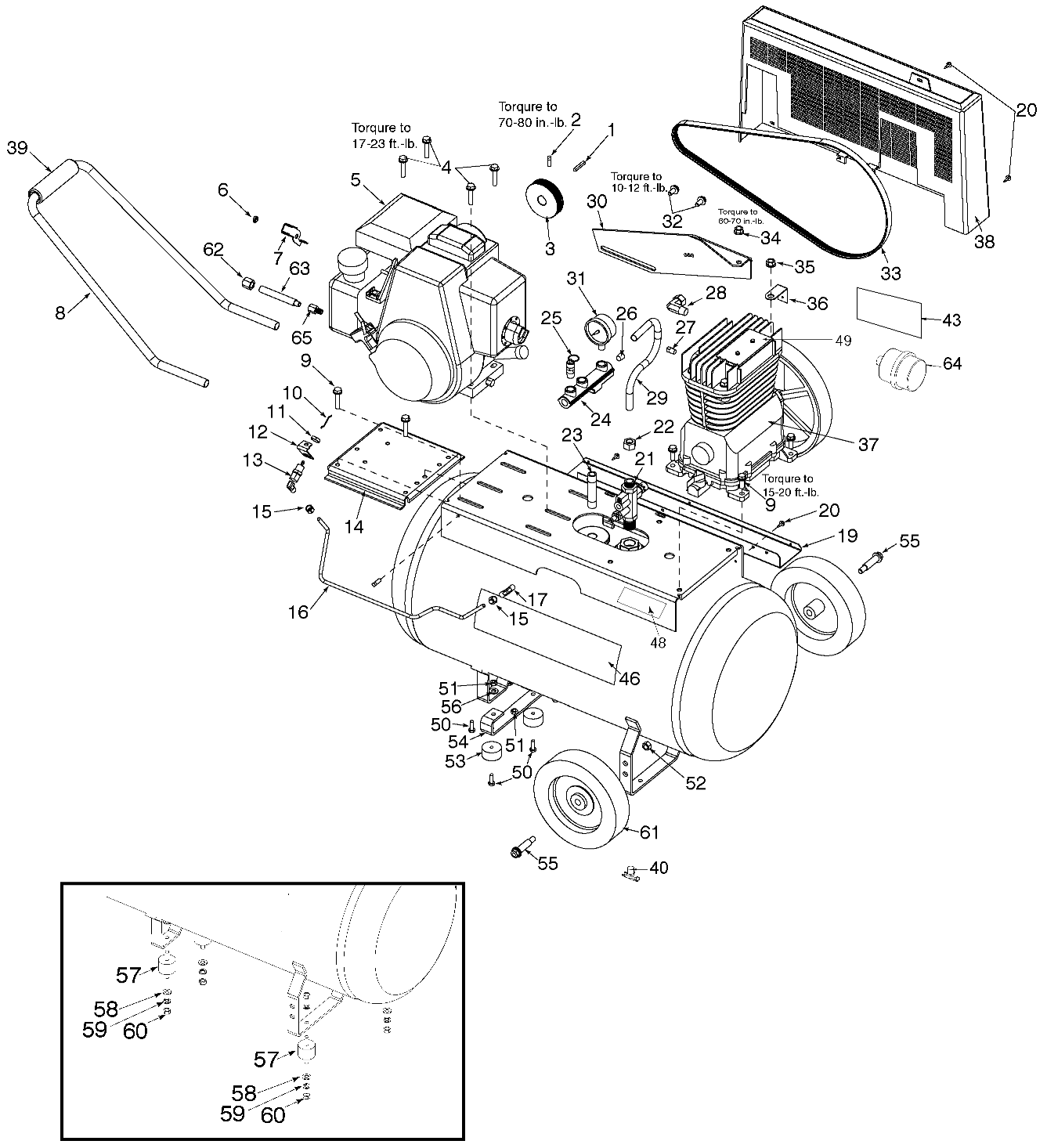 Default Diagram and Parts List for 919-15726 Type 0 Craftsman Compressor
