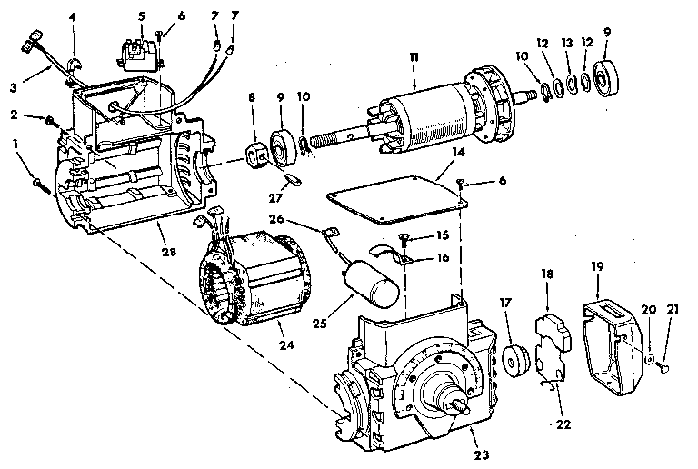 Motor Asm. 63605 Diagram and Parts List for 63605  Craftsman Power Motor