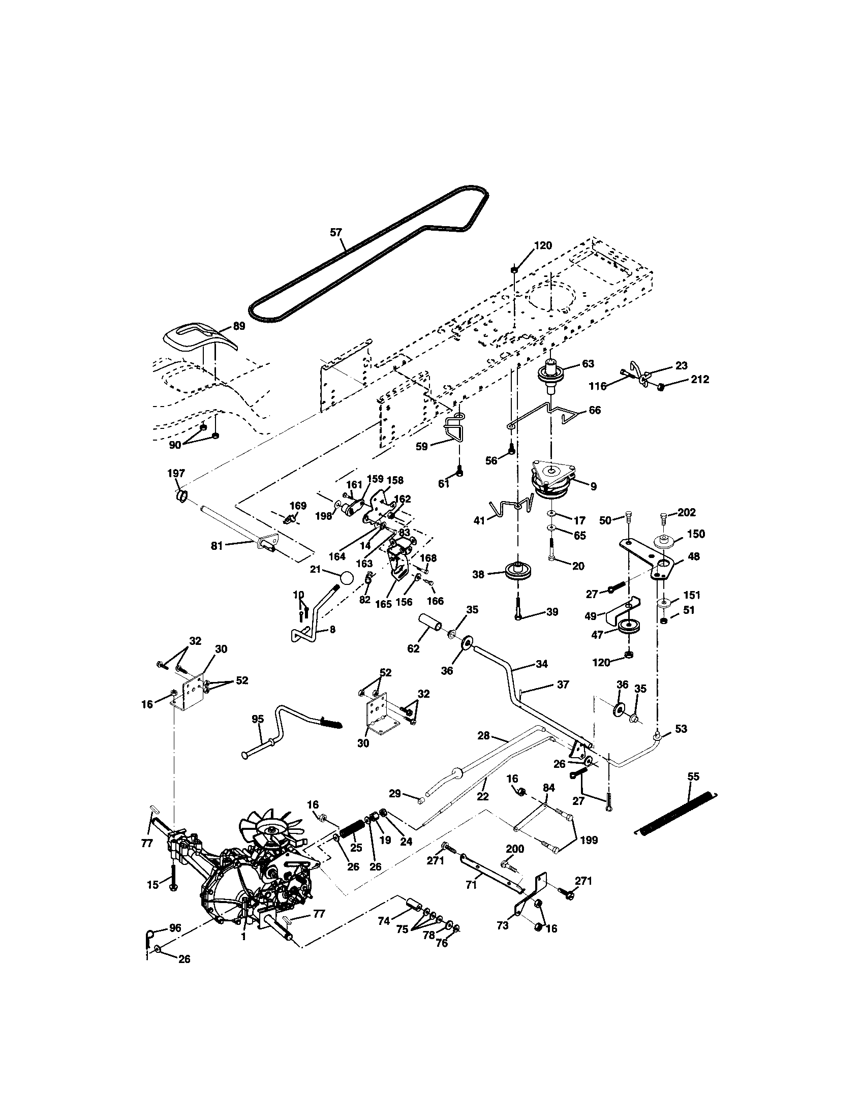 Ground Drive Diagram and Parts List for 917273620  Craftsman Lawn Tractor