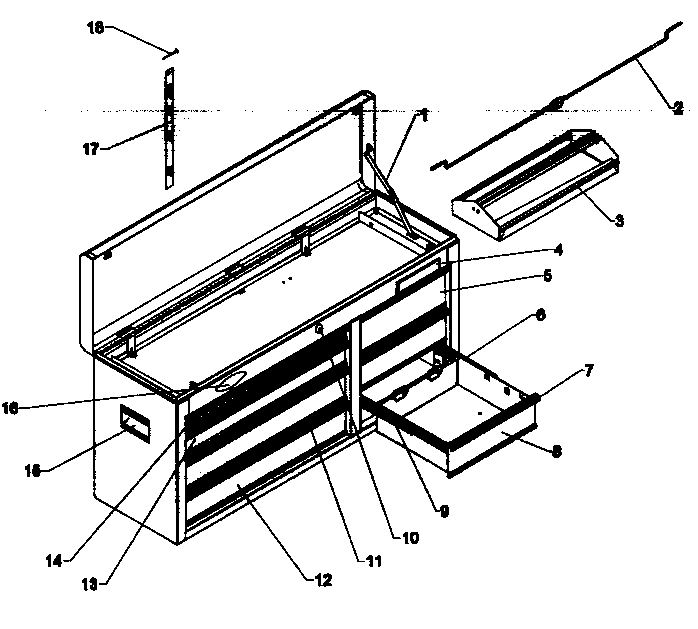 Chest Diagram and Parts List for 70621122  Craftsman Tool Stand & Cart
