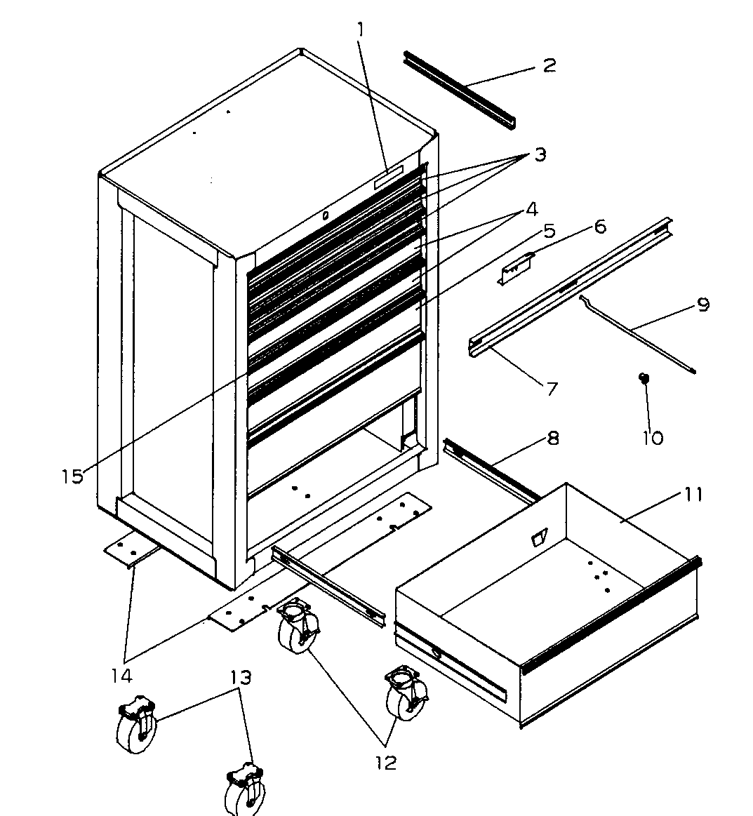 Roll Away Cart Diagram and Parts List for 706599090  Craftsman Tool Stand & Cart