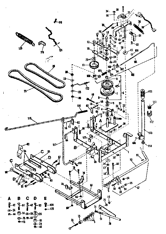Main Frame Diagram and Parts List for 842260063  Craftsman Snow Blower