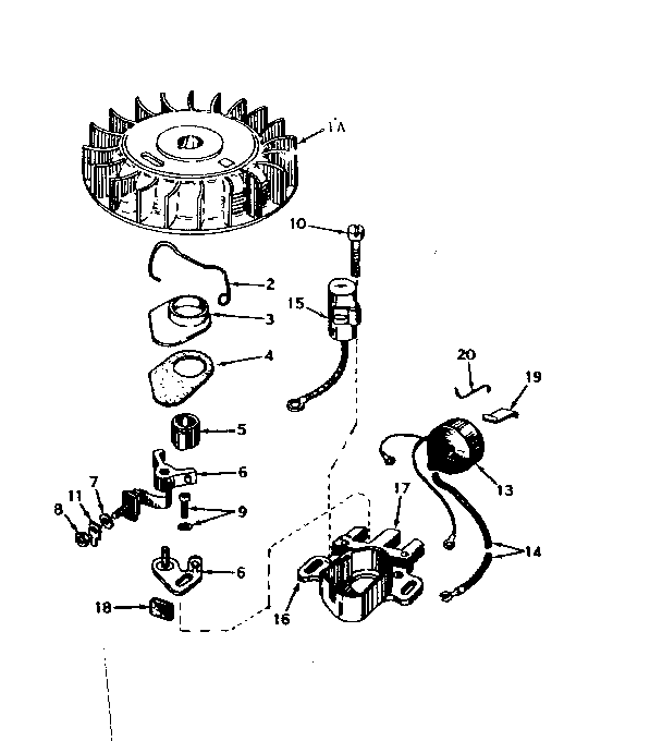 Magneto No. 610689a Diagram and Parts List for 143566222  Craftsman Engine