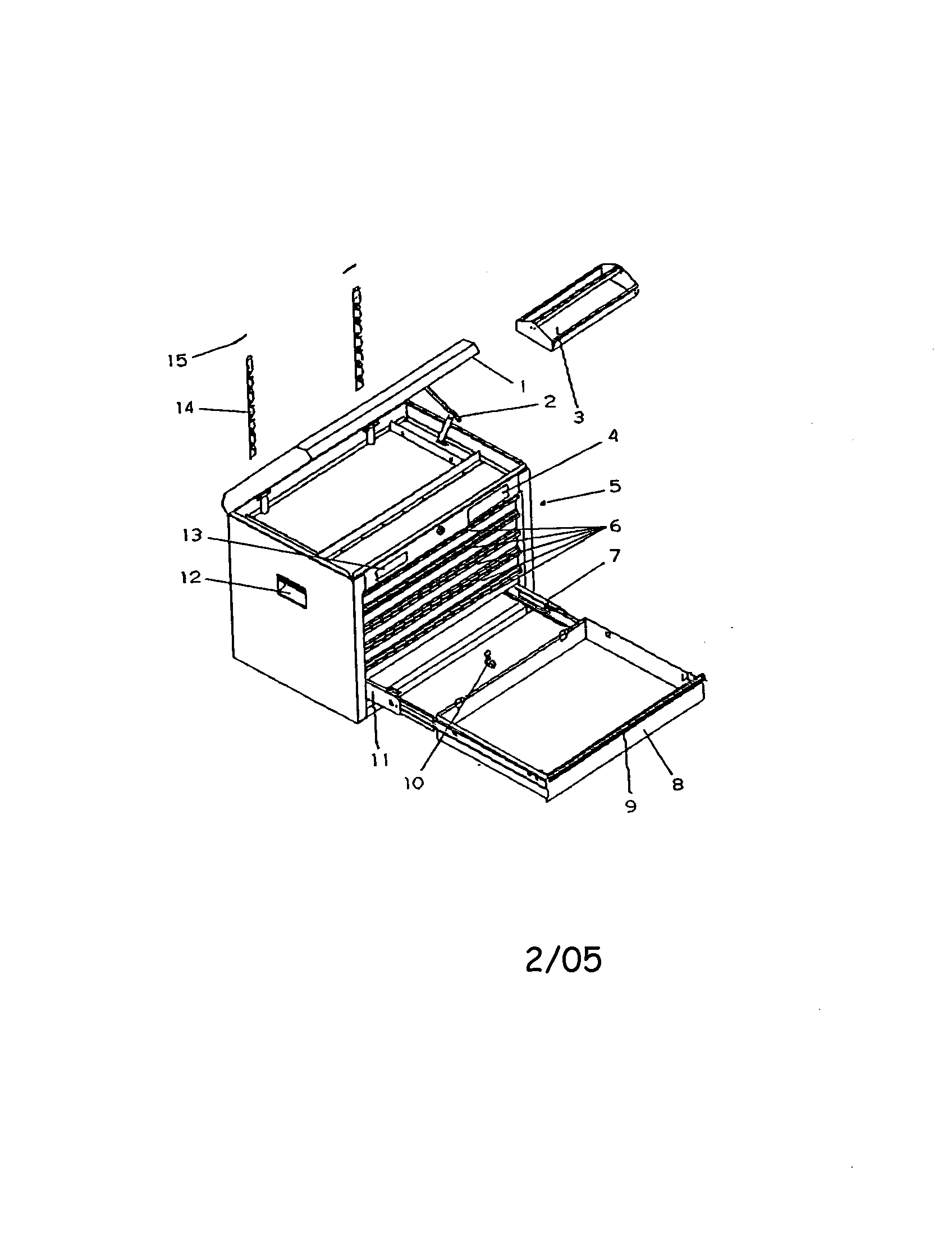 Tool Chest Assembly Diagram and Parts List for 706597181  Craftsman Tool Stand & Cart