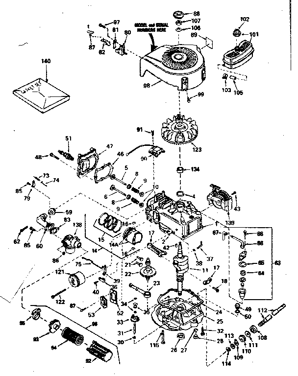 Engine Diagram and Parts List for 143354212  Craftsman Engine