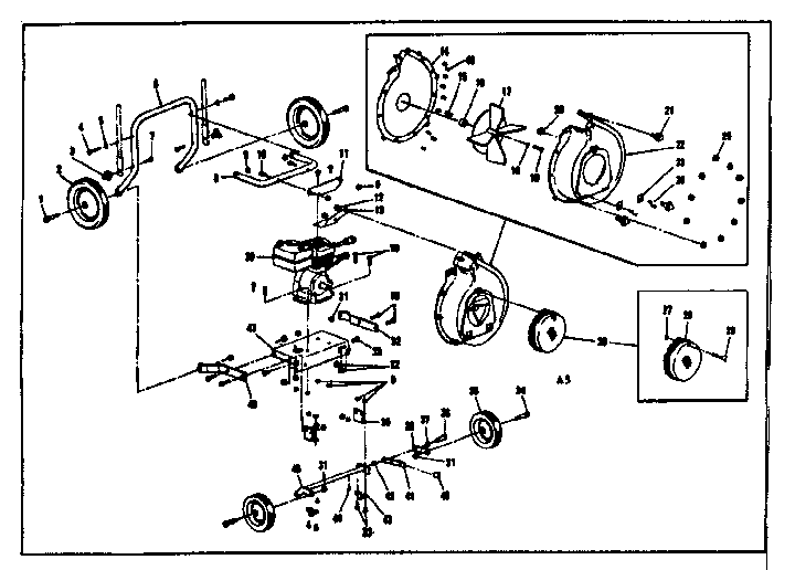Impeller And Wheel Assembly Diagram and Parts List for 53679820  Craftsman Lawn Mower