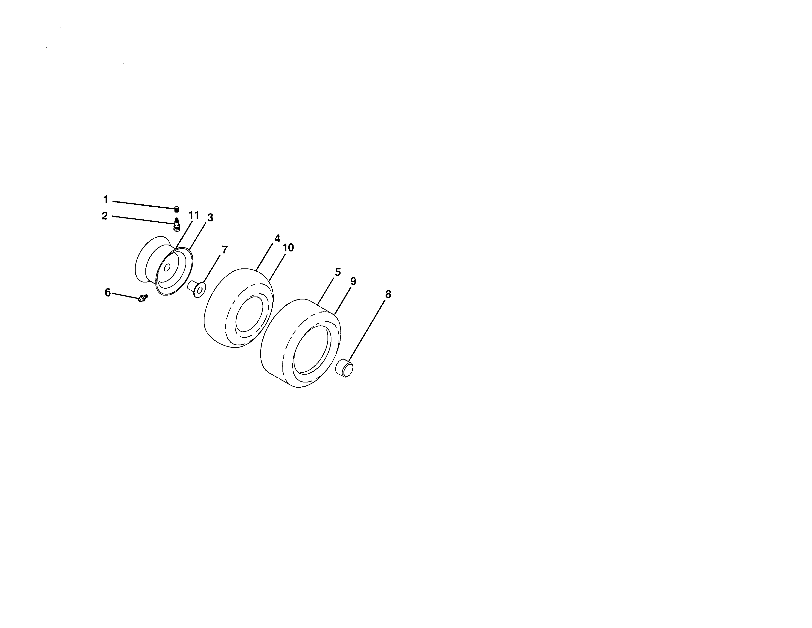 Wheels & Tires Diagram and Parts List for 917203831  Craftsman Lawn Tractor