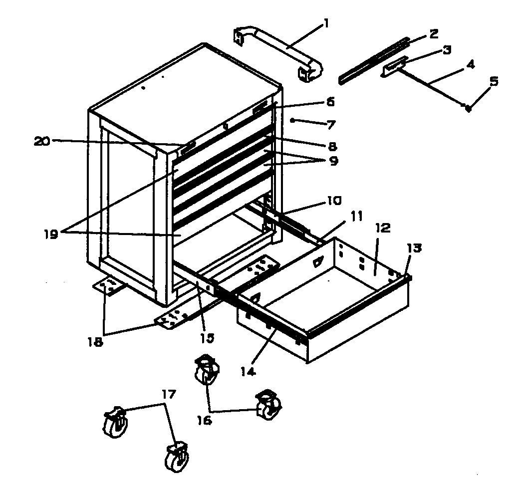 Tool Box Diagram and Parts List for 706598921  Craftsman Tool Stand & Cart