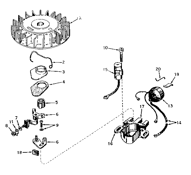 Magneto Diagram and Parts List for 143574092  Craftsman Engine
