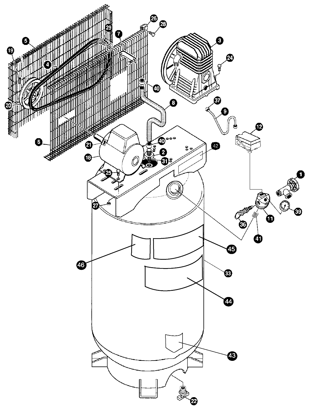 Default Diagram and Parts List for 919-17715 Type 3 Craftsman Compressor