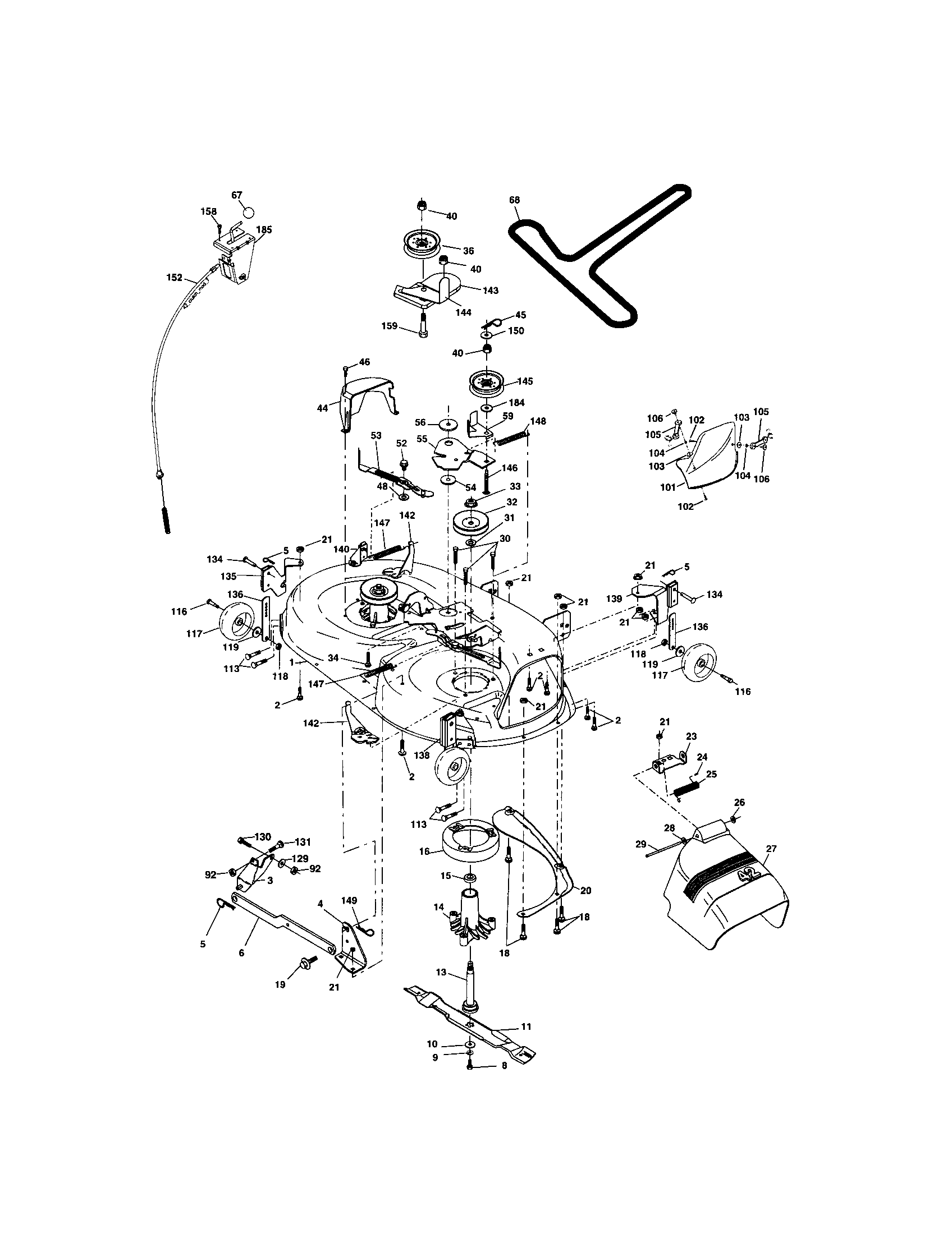 Mower Deck Diagram and Parts List for 917273505  Craftsman Lawn Tractor