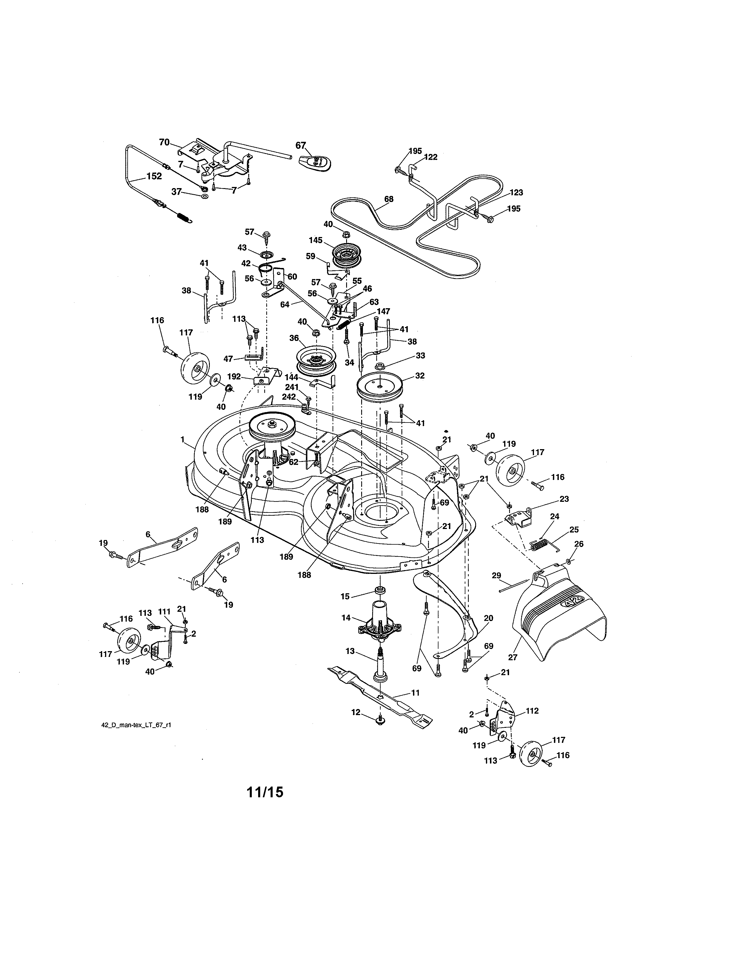 Mower Deck Diagram and Parts List for 917203901  Craftsman Lawn Tractor