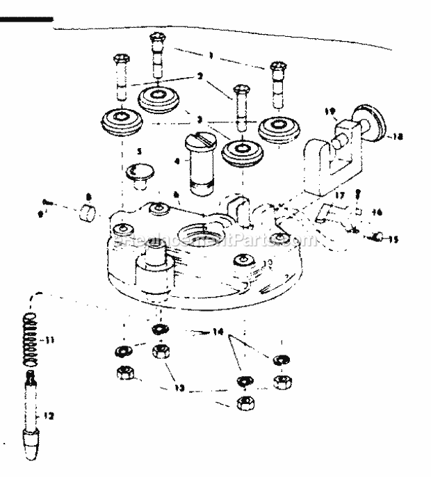 Rollerhead Assembly Diagram and Parts List for 02319  Craftsman Chop Saw