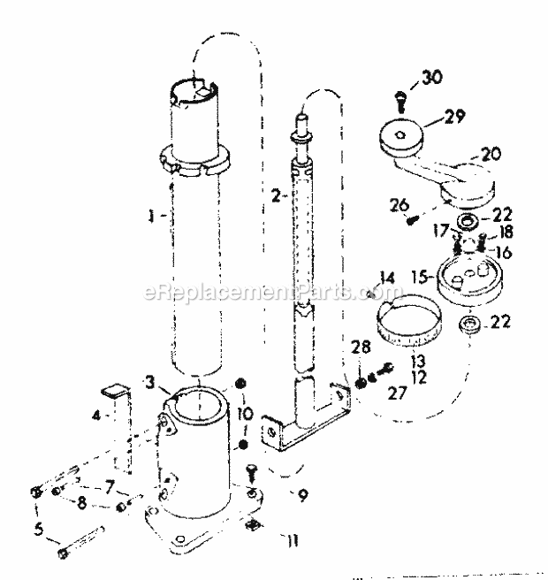 Base And Column Diagram and Parts List for 02319  Craftsman Chop Saw