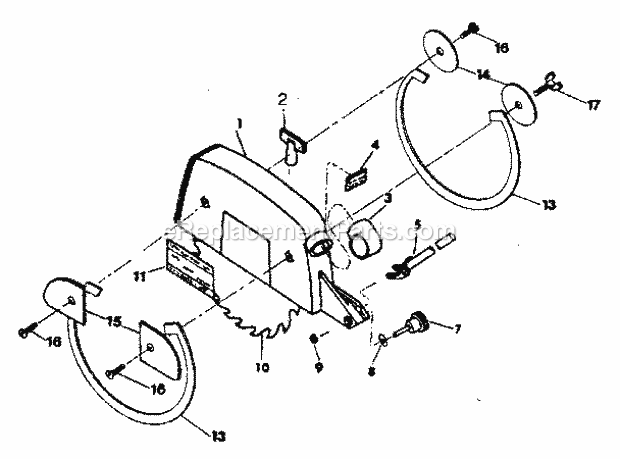 Guard Assembly Diagram and Parts List for 02319  Craftsman Chop Saw