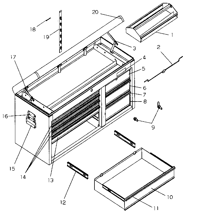 Chest Diagram and Parts List for 706659201  Craftsman Tool Stand & Cart