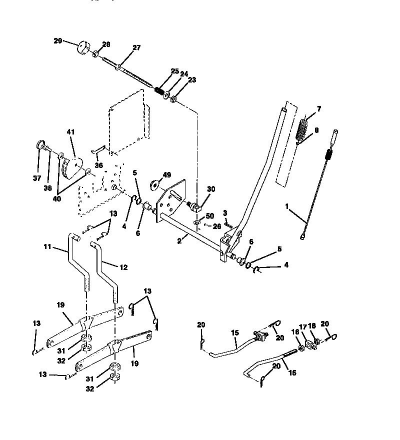 Lift Assembly Diagram and Parts List for 917272020  Craftsman Lawn Tractor