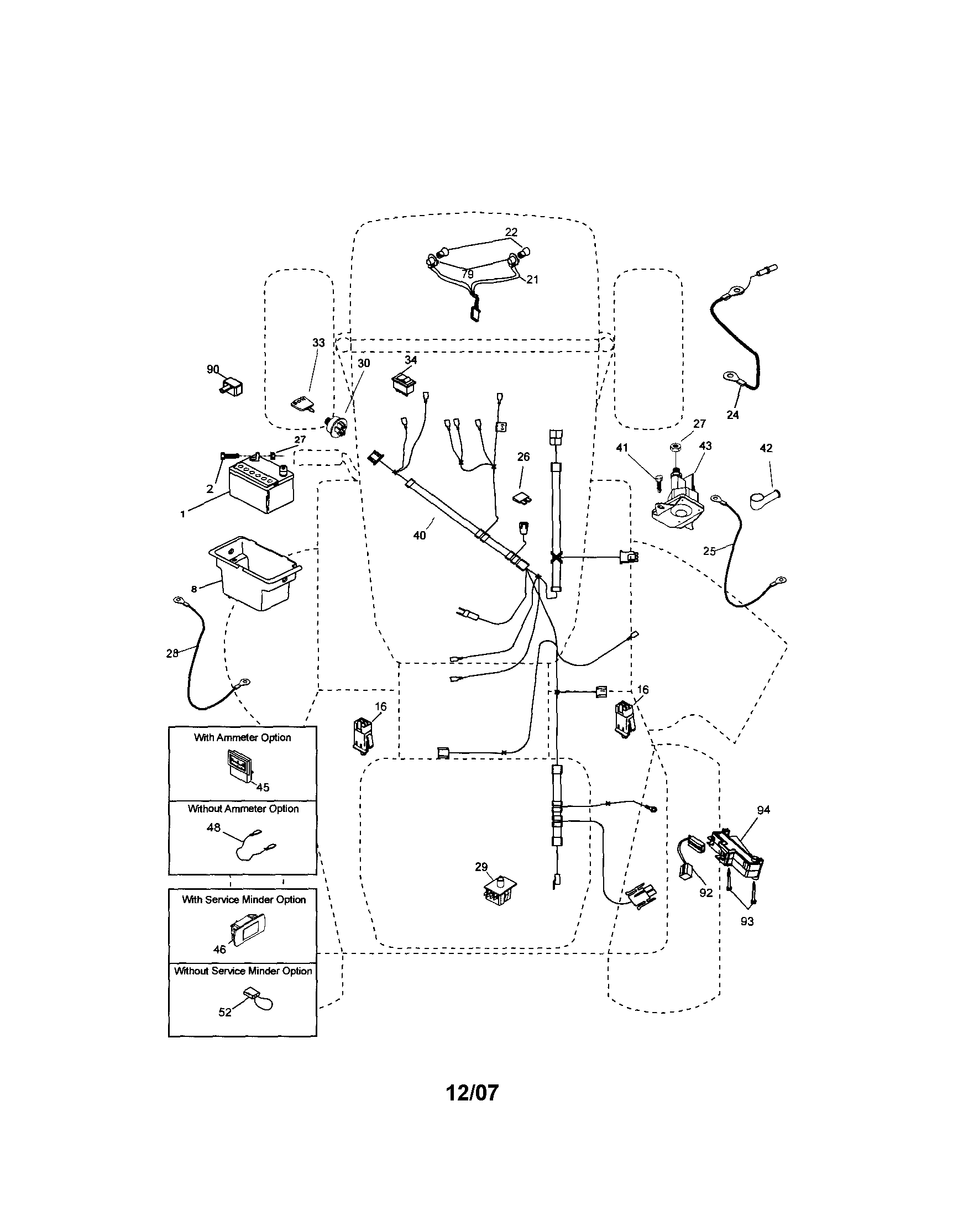 Electrical Diagram and Parts List for 917287072  Craftsman Lawn Tractor