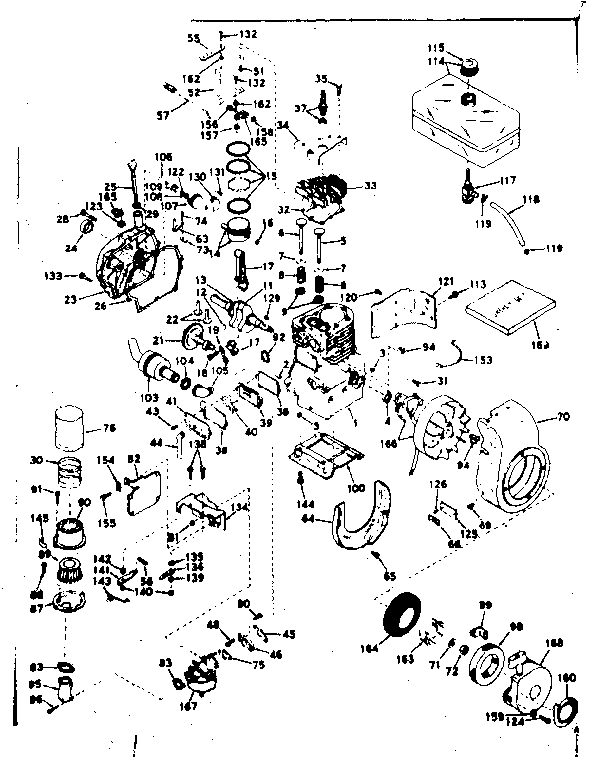 Basic Engine Diagram and Parts List for 143606022  Craftsman Engine