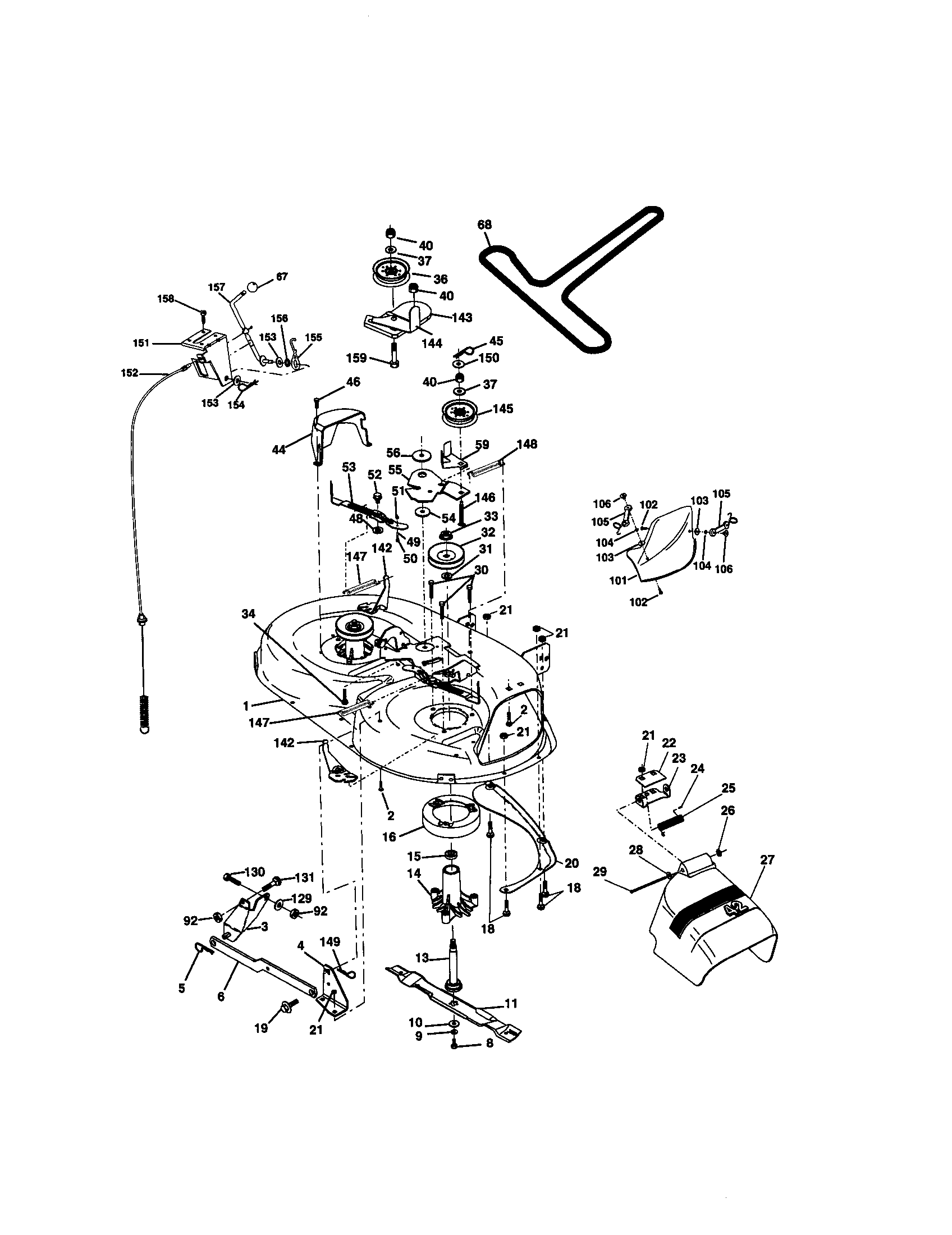 Mower Deck Diagram and Parts List for 917271641  Craftsman Lawn Tractor