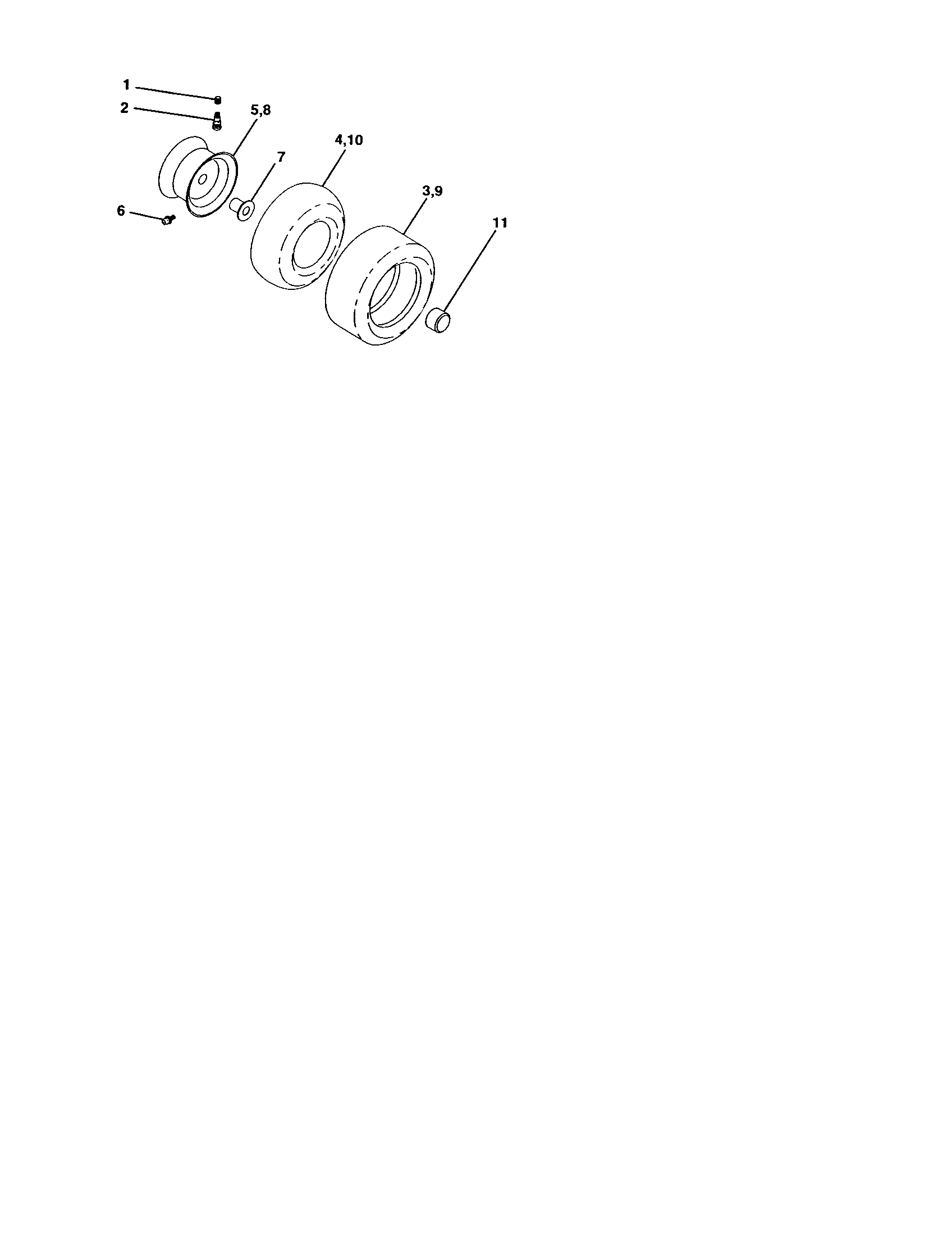 Wheels And Tires Diagram and Parts List for 917277011  Craftsman Lawn Tractor
