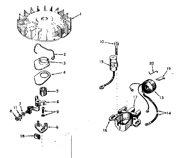 Magneto Diagram and Parts List for 143576182  Craftsman Engine