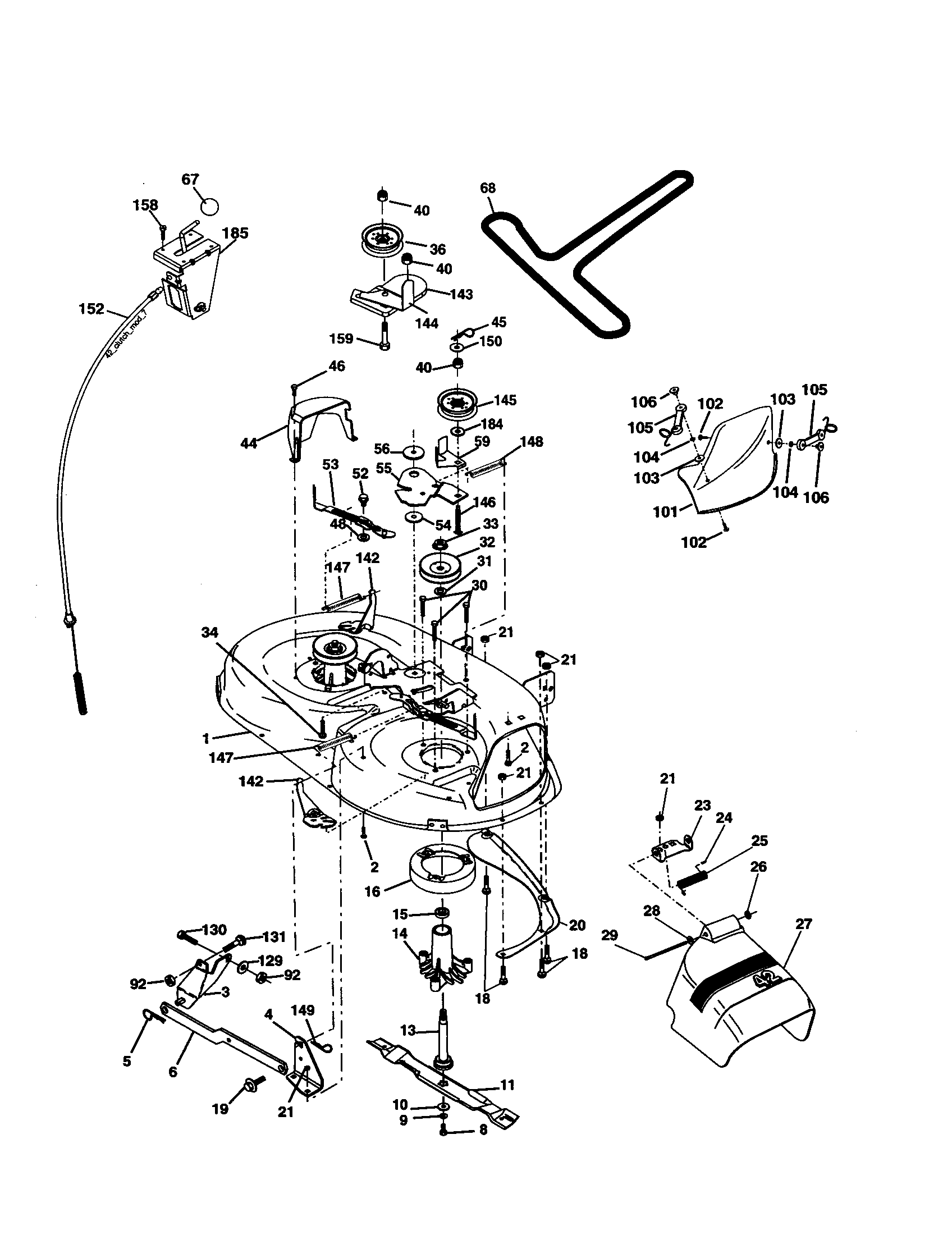 Mower Diagram and Parts List for 917277360  Craftsman Lawn Tractor