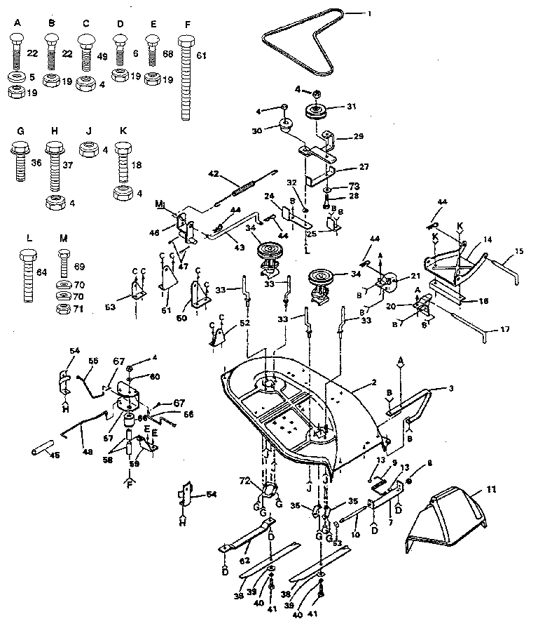 38" Mower Diagram and Parts List for 917255510  Craftsman Lawn Tractor