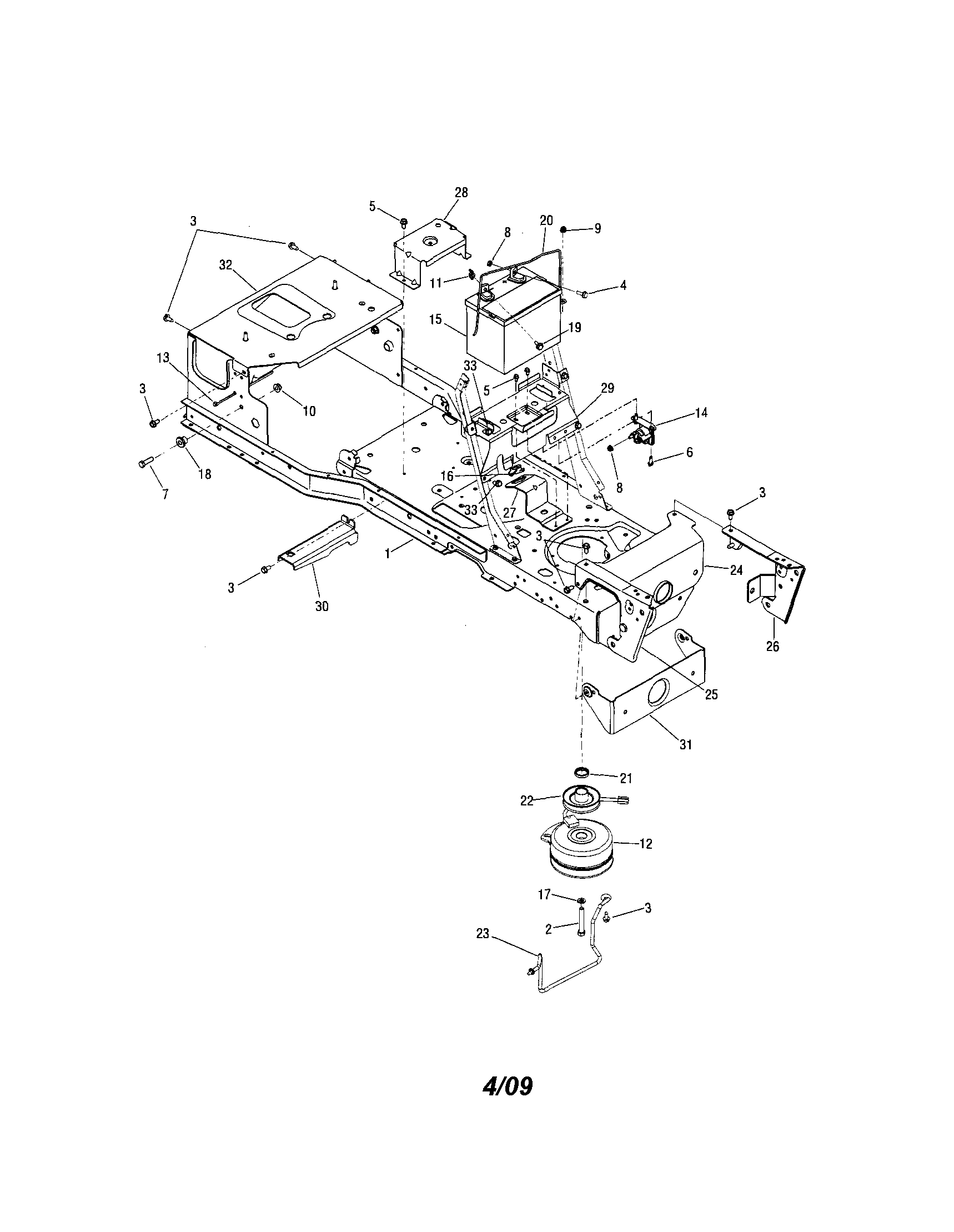 Frame Diagram and Parts List for 247289330  Craftsman Lawn Tractor