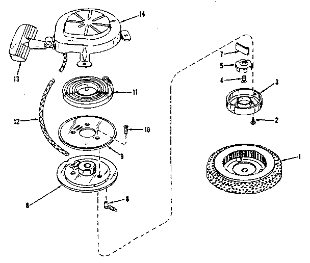 Rewind Starter Diagram and Parts List for 143524071  Craftsman Engine