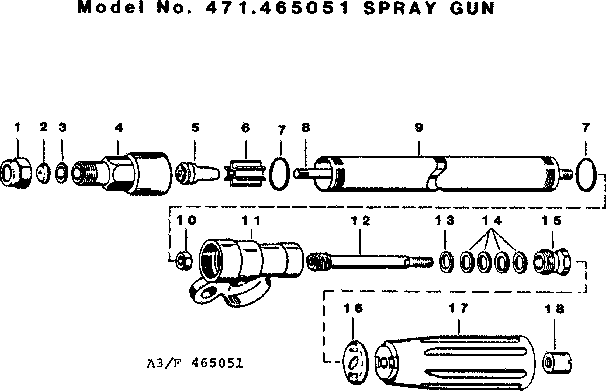 Spray Gun Diagram and Parts List for 471465051  Craftsman Pressure Washer
