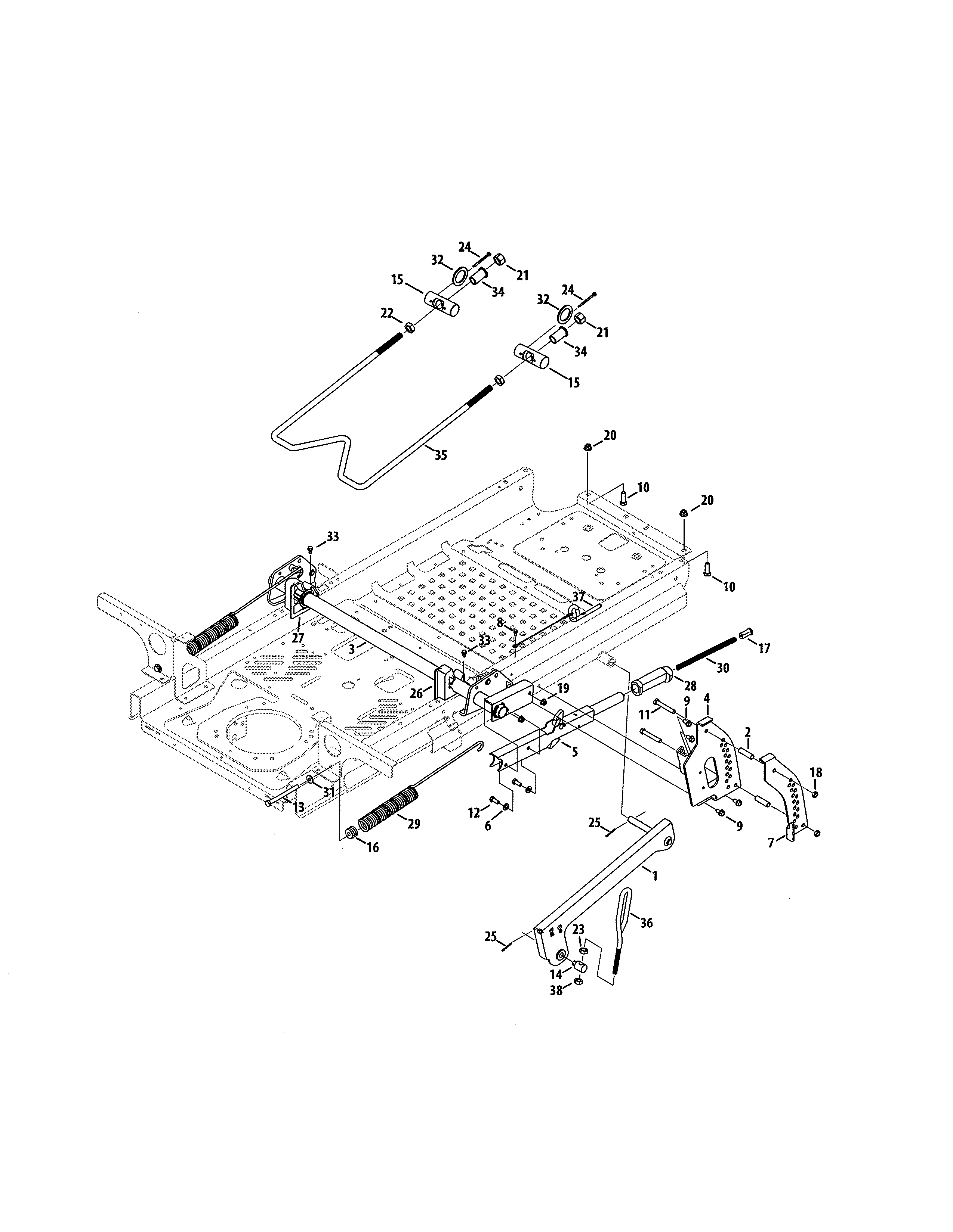 Deck Lift Diagram and Parts List for 247270520  Craftsman Engine