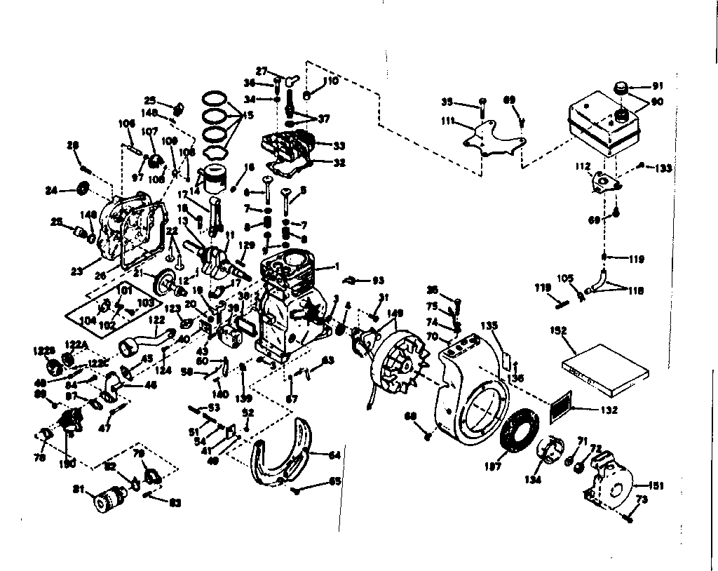 Basic Engine Diagram and Parts List for 143624112  Craftsman Engine